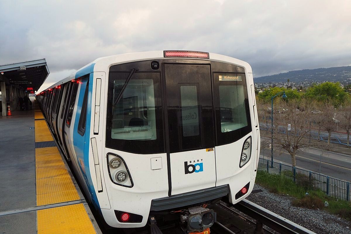 A BART Fleet of the Future train at Coliseum station