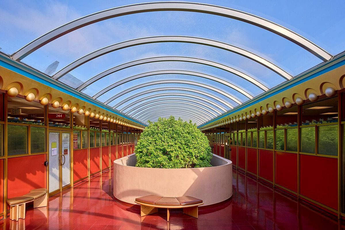 Inside the Marin County Civic Center, designed by Frank Lloyd Wright